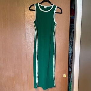 Le Lis Green Maxi Dress with White Accents